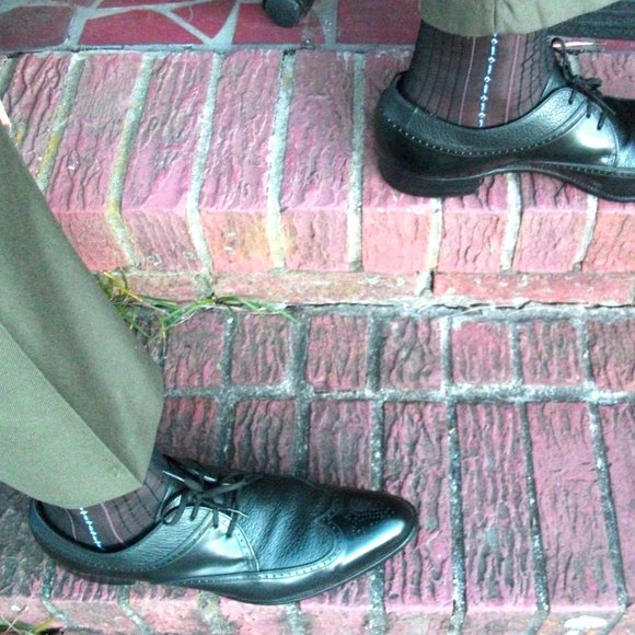 2PR Men's Sheer Black Thick N Thin with Pattern, Cap Toe Cap Heel Socks - 10 -13 - Picture 9 of 12